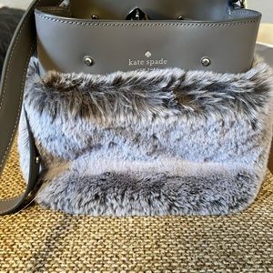 Kate Spade faux fur  purse with crossbody strap